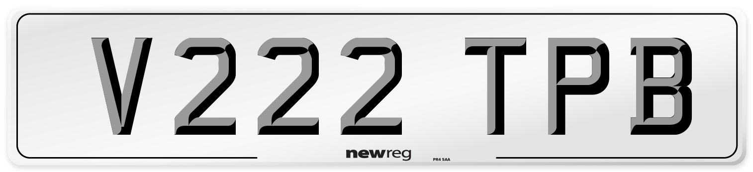 V222 TPB Number Plate from New Reg